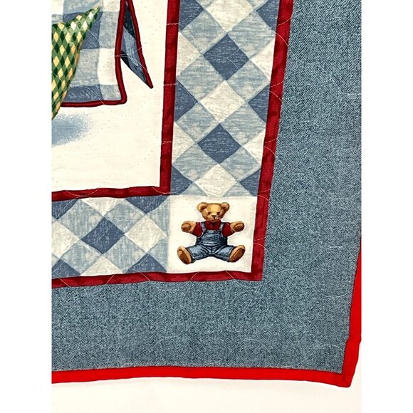 Homemade Baby Quilt With Toy Bear & Friends Pattern Approximately 34" x 44.5" - Picture 3 of 5